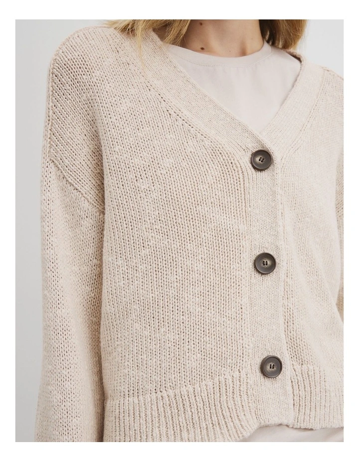 Textured Knit Cardigan in Almond Marle image 2