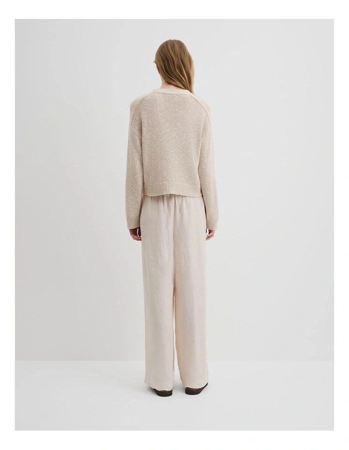 Textured Knit Cardigan in Almond Marle image 4