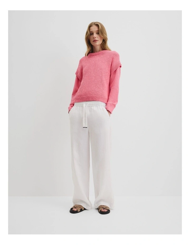 Textured Knit T-shirt in Rouge Pink image 3