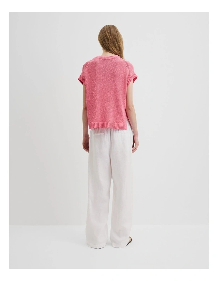Textured Knit T-shirt in Rouge Pink image 4