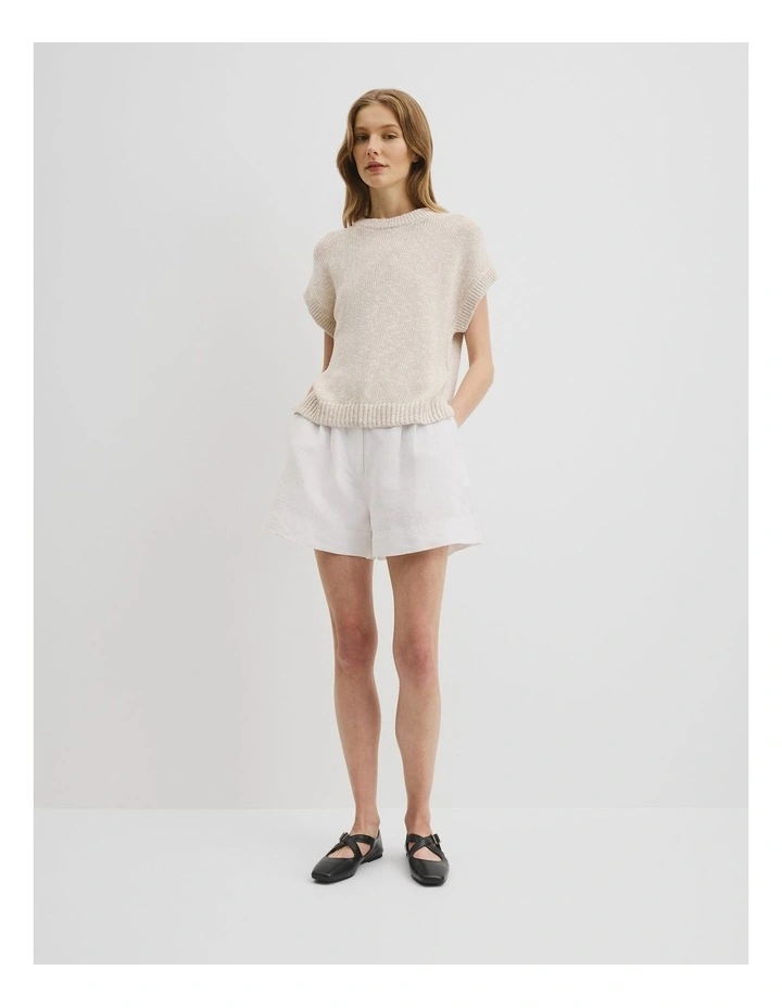 Textured Knit T-shirt in Almond Marle image 3