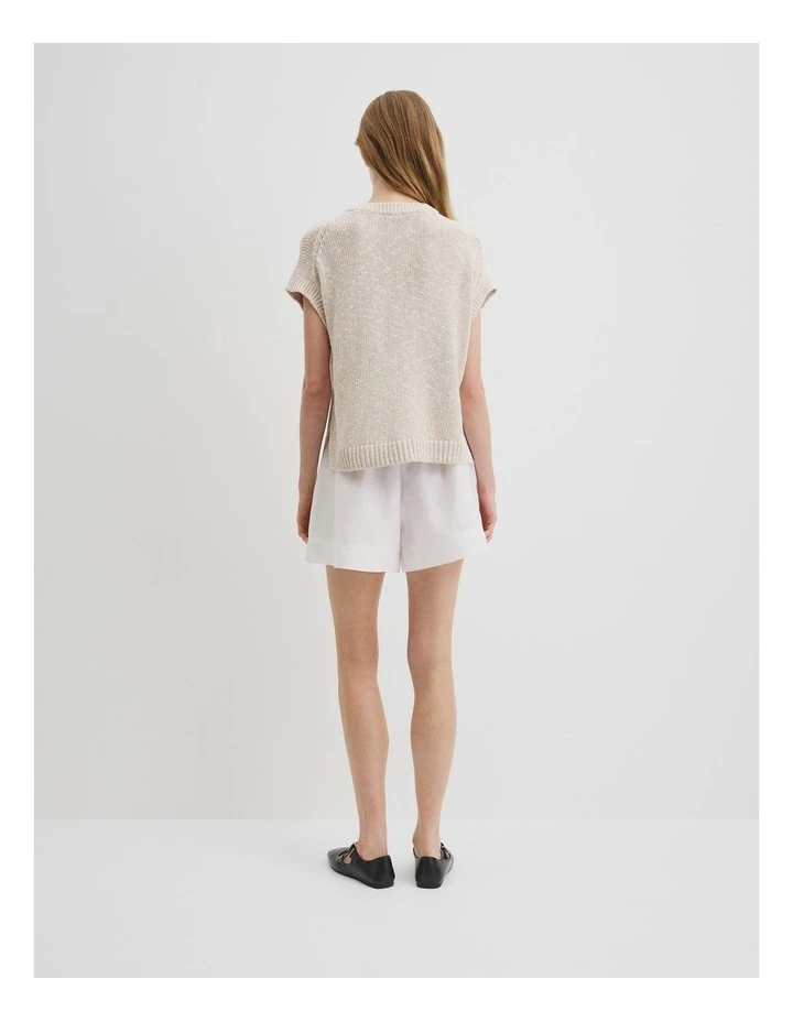Textured Knit T-shirt in Almond Marle image 4