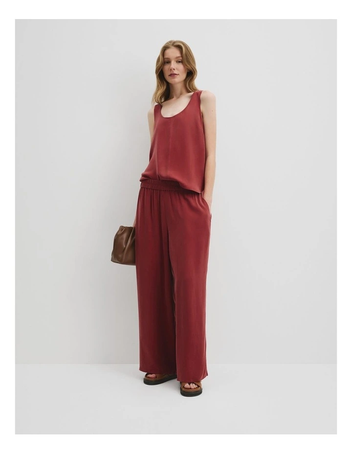 Pull-on Cupro Pant in Brick image 1