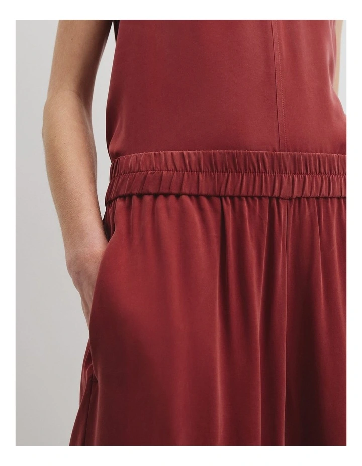 Pull-on Cupro Pant in Brick image 3