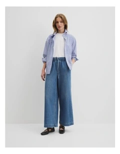 Drawstring Jean in Mid Blue Wash