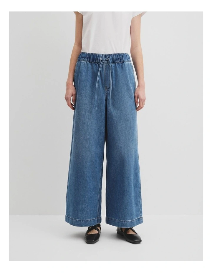 Drawstring Jean in Mid Blue Wash image 2