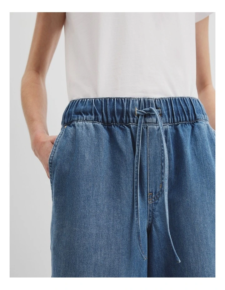 Drawstring Jean in Mid Blue Wash image 3