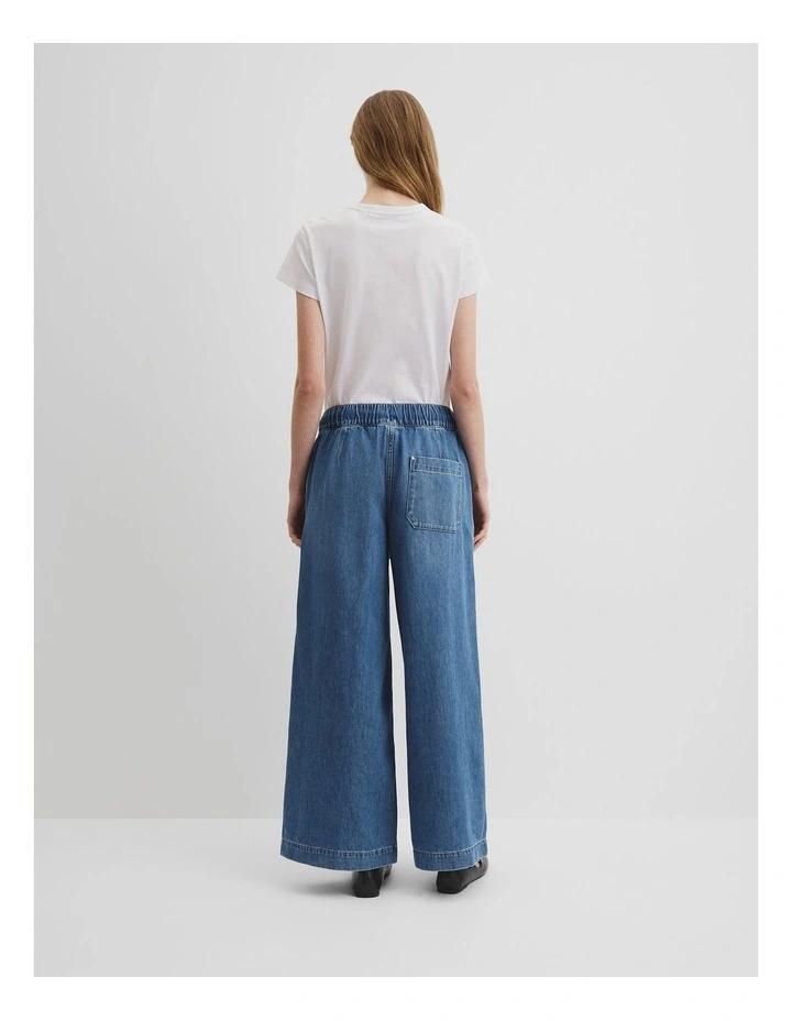 Drawstring Jean in Mid Blue Wash image 4