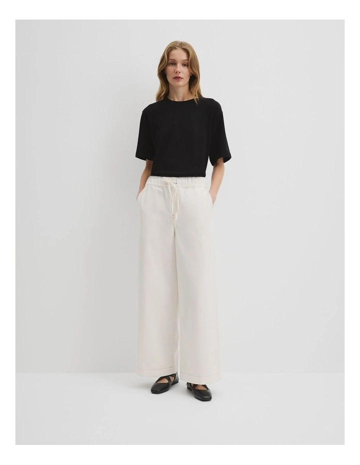 Drawstring Jean in White image 1