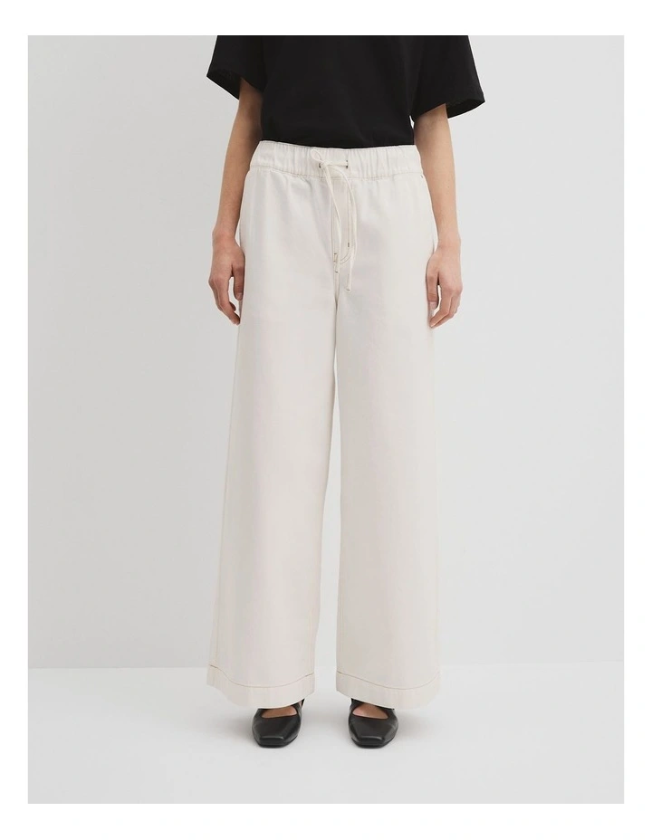 Drawstring Jean in White image 2