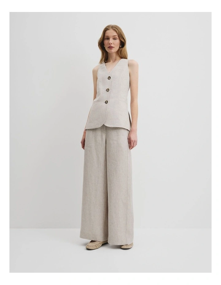 Organically Grown Linen Panel Pant in Sand image 1