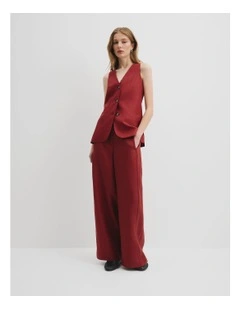 Organically Grown Linen Panel Pant in Brick