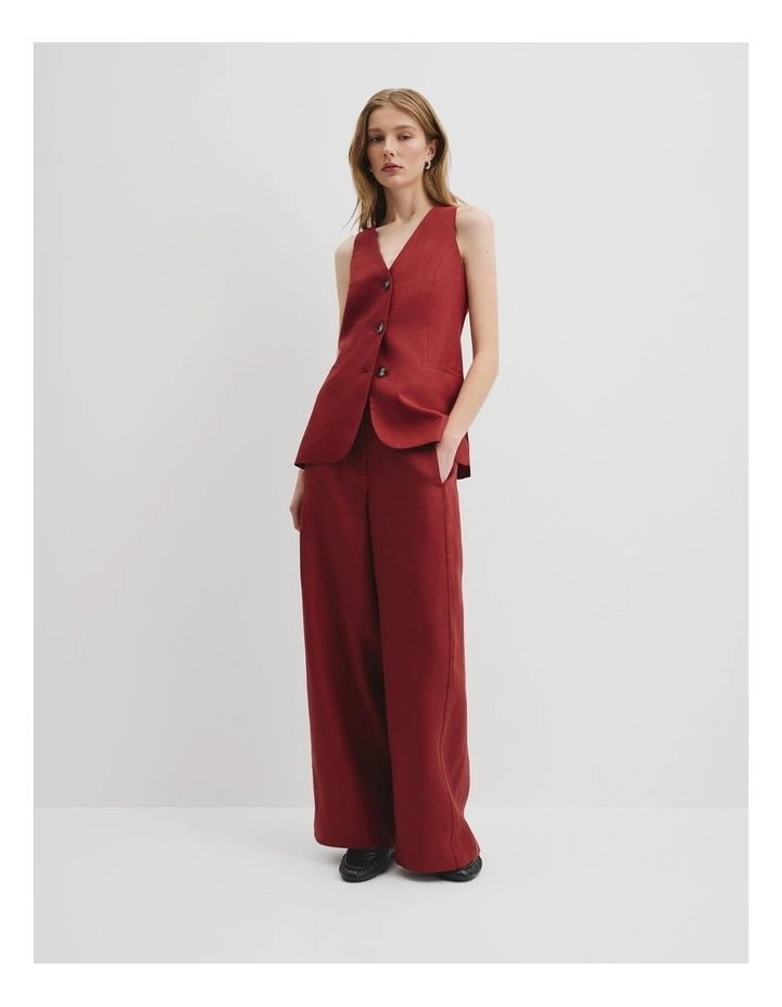 Organically Grown Linen Panel Pant in Brick image 1