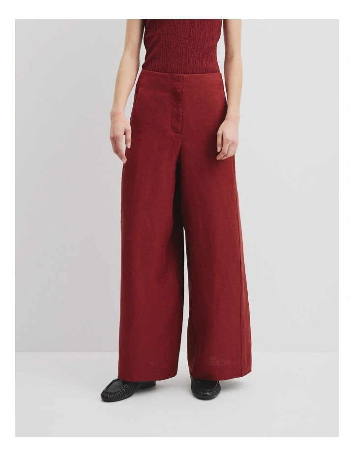 Organically Grown Linen Panel Pant in Brick image 4