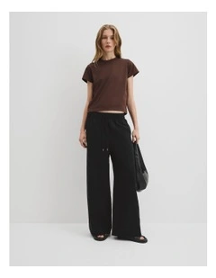Organically Grown Linen Pull-on Pant in Black