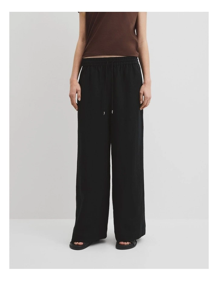 Organically Grown Linen Pull-on Pant in Black image 2