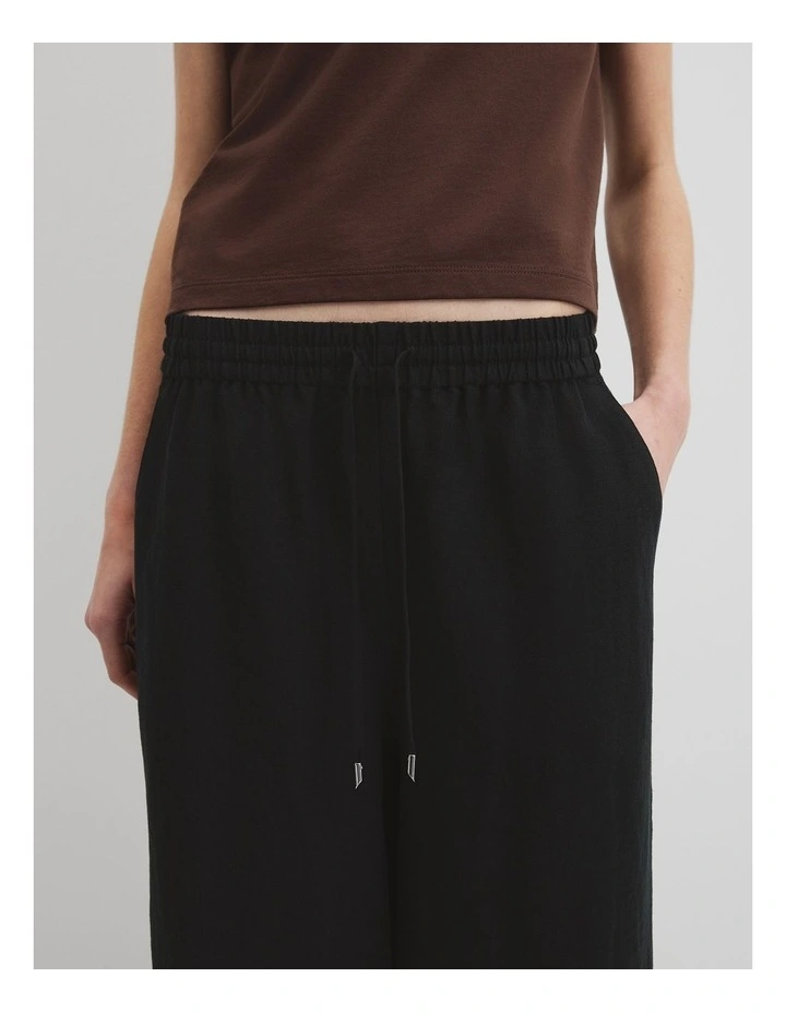 Organically Grown Linen Pull-on Pant in Black image 3