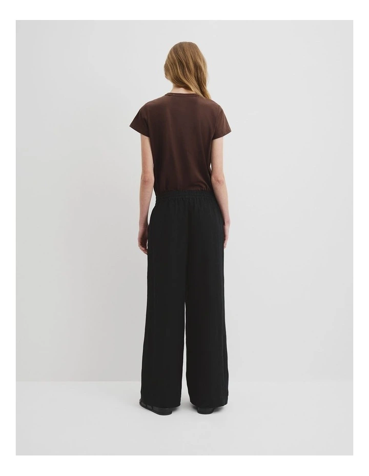 Organically Grown Linen Pull-on Pant in Black image 4