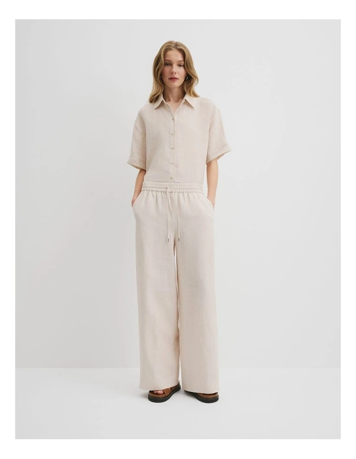 Organically Grown Linen Pull-on Pant in Sand image 1