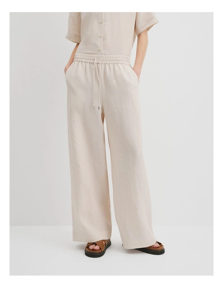 Organically Grown Linen Pull-on Pant in Sand image 2