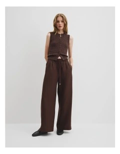 Organically Grown Linen Pull-on Pant in Cocoa
