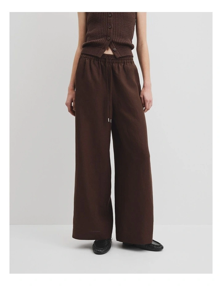Organically Grown Linen Pull-on Pant in Cocoa image 2