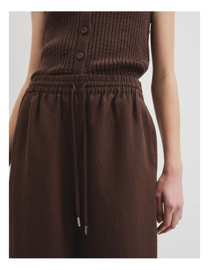 Organically Grown Linen Pull-on Pant in Cocoa image 3