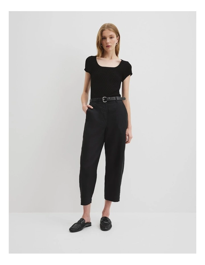 Organically Grown Linen Tapered Pant in Black image 1