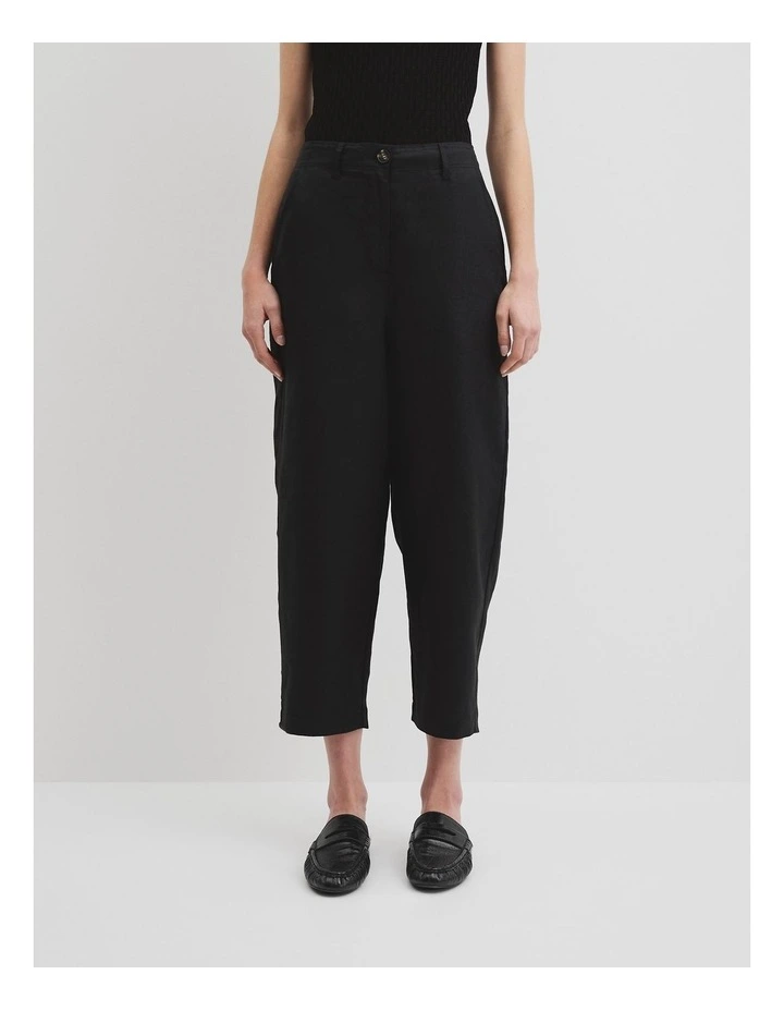 Organically Grown Linen Tapered Pant in Black image 2
