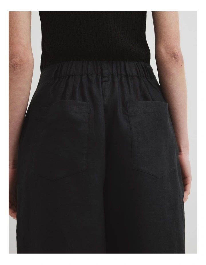 Organically Grown Linen Tapered Pant in Black image 3