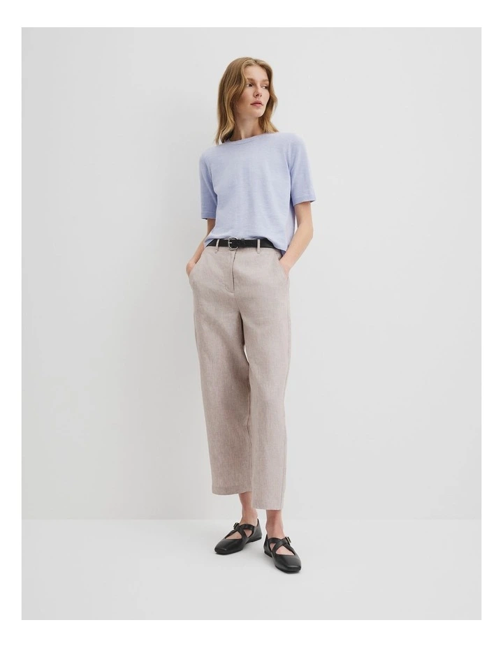 Organically Grown Linen Tapered Pant in Taupe image 1