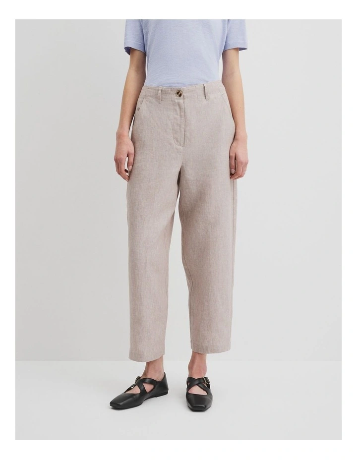 Organically Grown Linen Tapered Pant in Taupe image 2