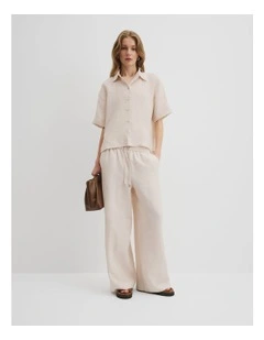 Organically Grown Linen Short Sleeve Shirt in Sand