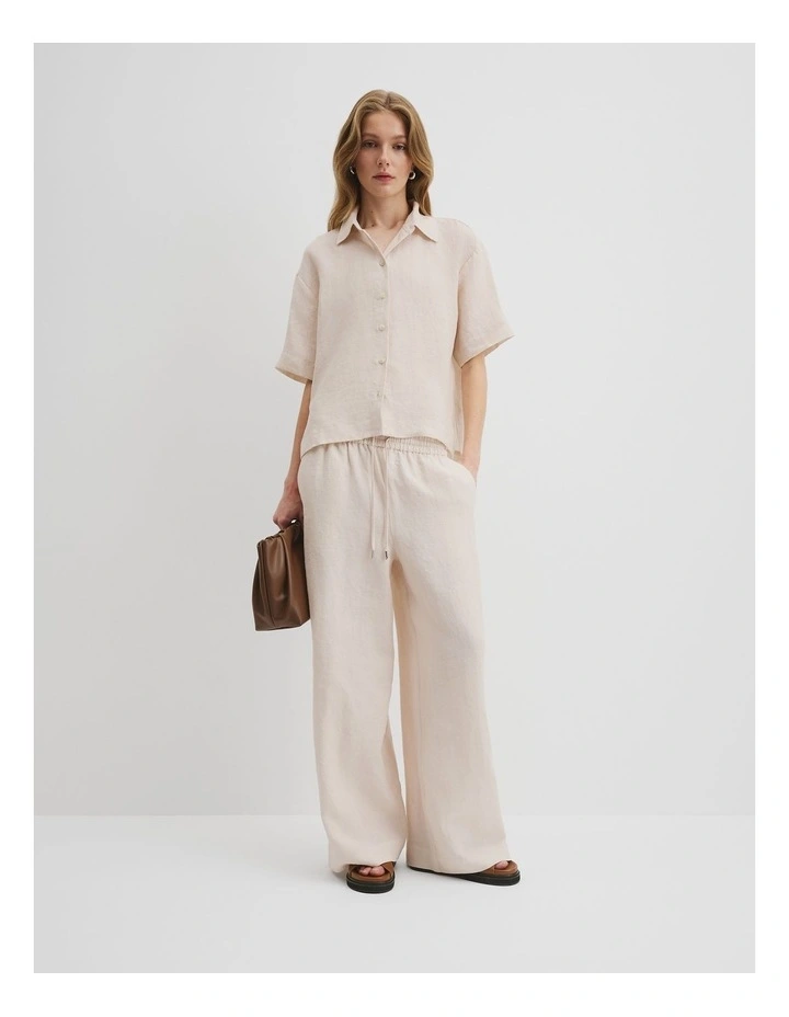 Organically Grown Linen Short Sleeve Shirt in Sand image 1