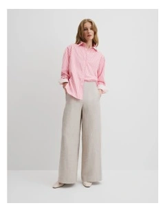 Australian Cotton Stripe Oxford Shirt in Pink Stripe