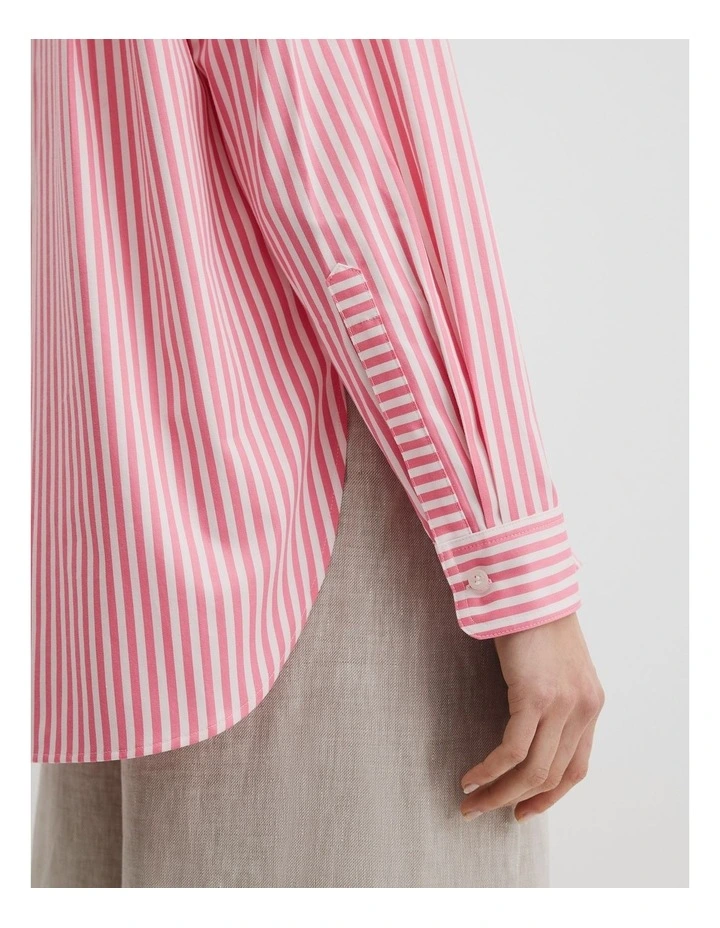 Australian Cotton Stripe Oxford Shirt in Pink Stripe image 3