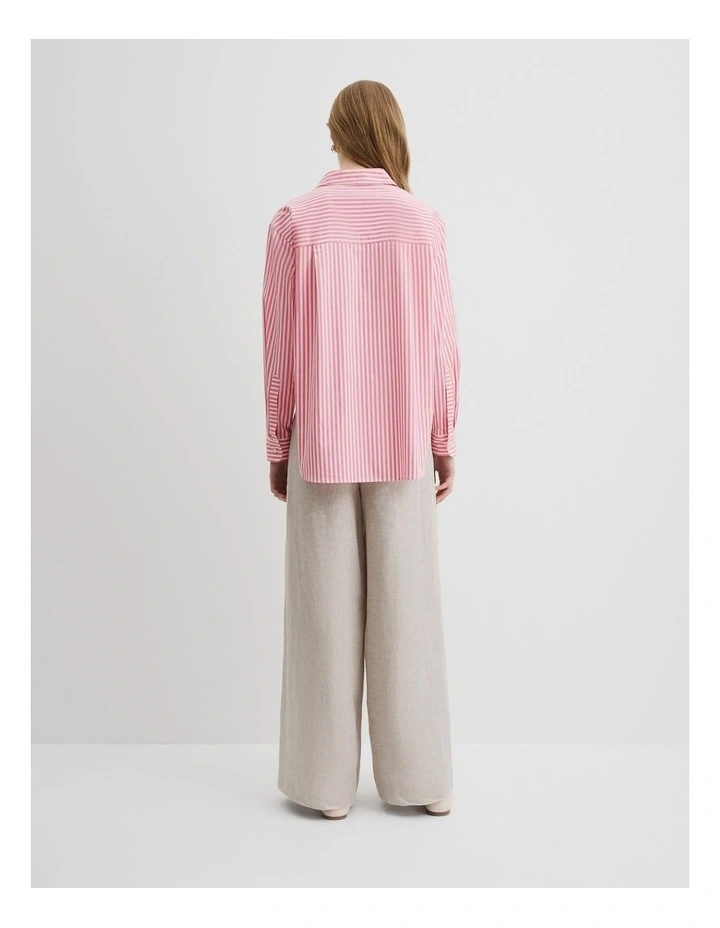 Australian Cotton Stripe Oxford Shirt in Pink Stripe image 4