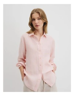 Organically Grown Linen Shirt in Ballet Pink