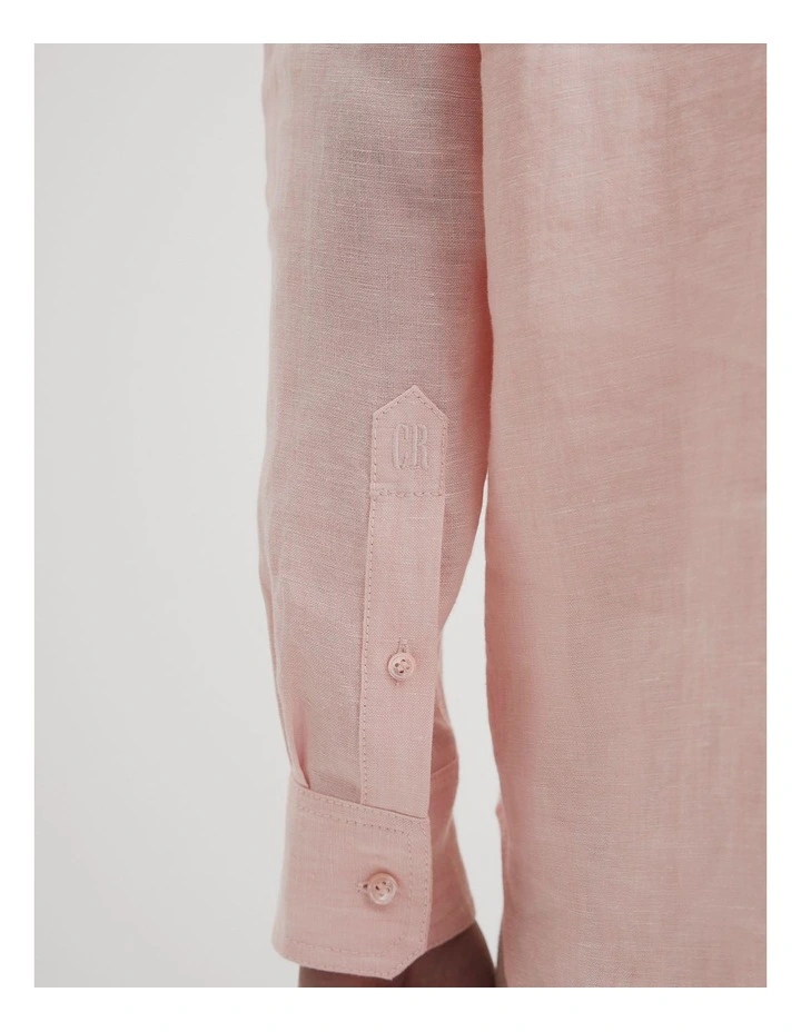 Organically Grown Linen Shirt in Ballet Pink image 2
