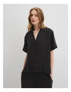 Short Sleeve Cupro Shirt in Black