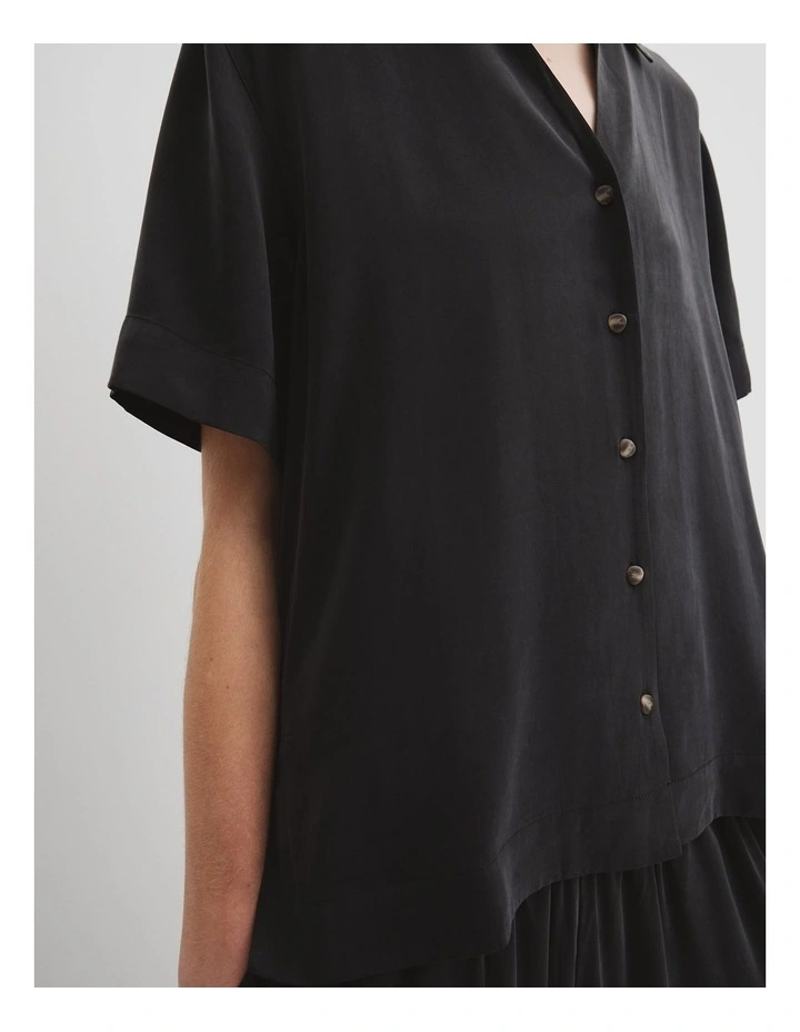 Short Sleeve Cupro Shirt in Black image 2