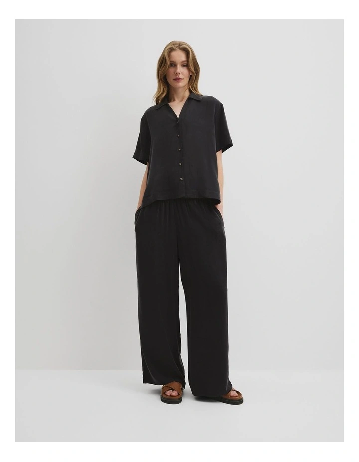 Short Sleeve Cupro Shirt in Black image 3