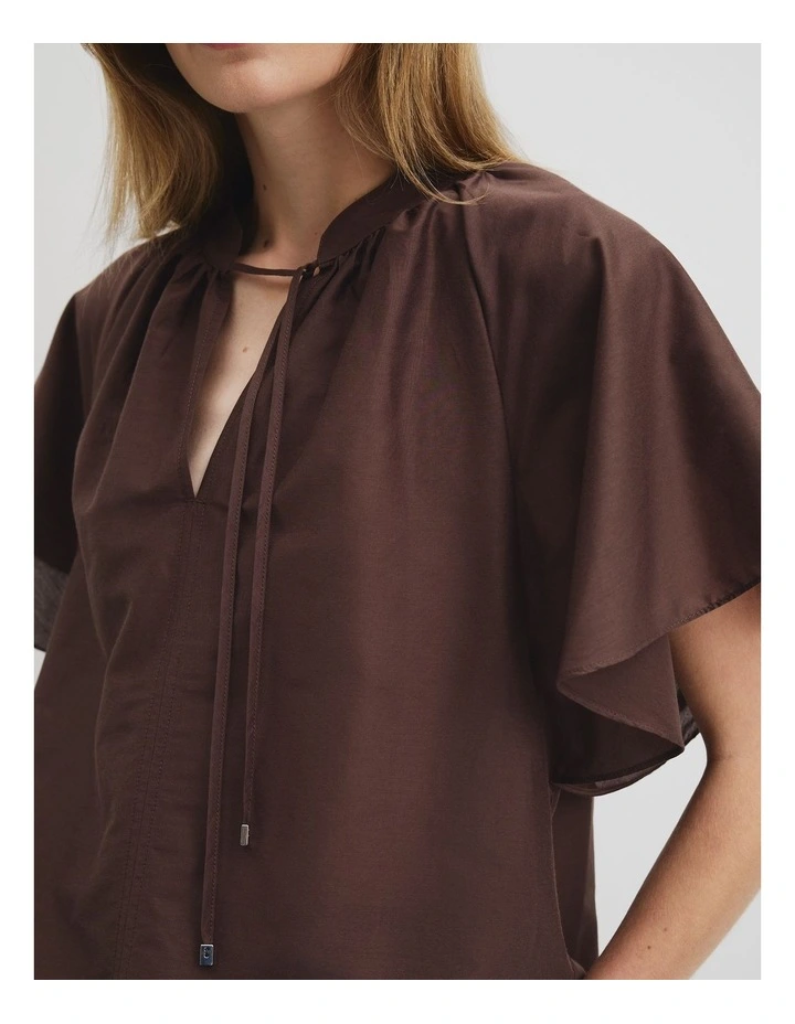 Flutter Sleeve Blouse in Cocoa image 2