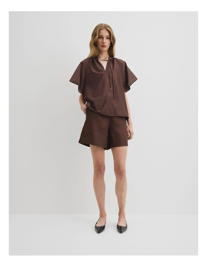 Flutter Sleeve Blouse in Cocoa image 3