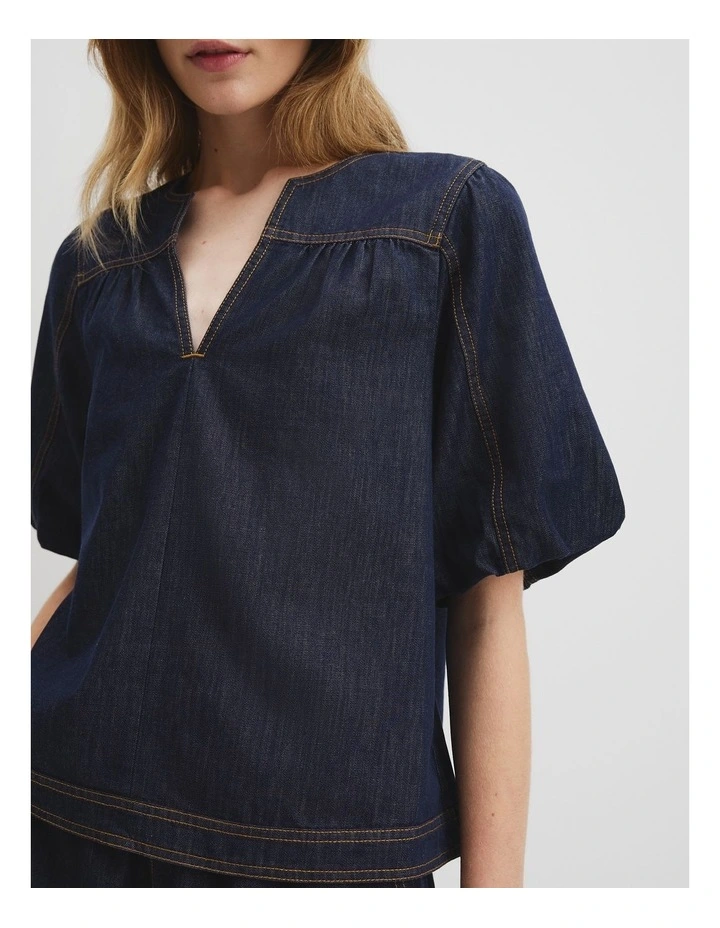 Trapeze Denim Top in Indigo Rinse image 2