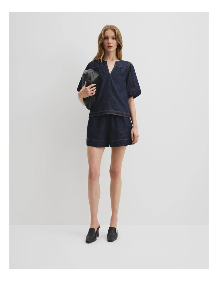 Trapeze Denim Top in Indigo Rinse image 3
