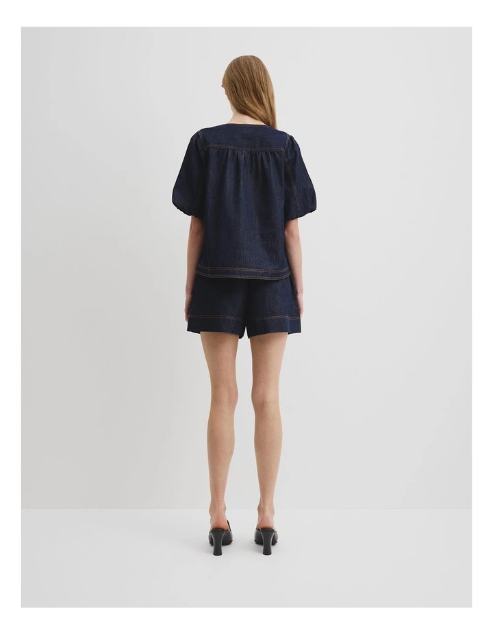 Trapeze Denim Top in Indigo Rinse image 4