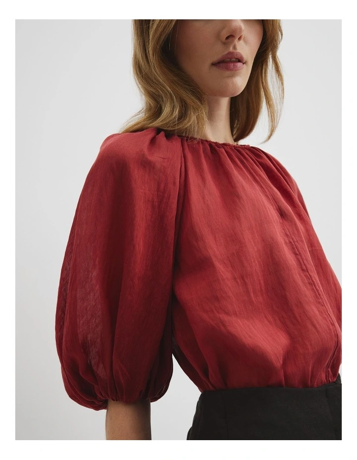 Soft Volume Blouse in Brick image 2