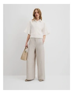 Organically Grown Linen Ruffle Detail Top in Antique White