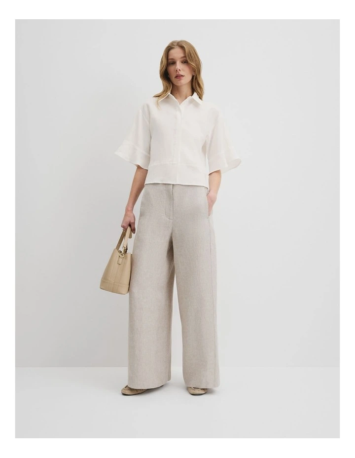 Organically Grown Linen Ruffle Detail Top in Antique White image 1